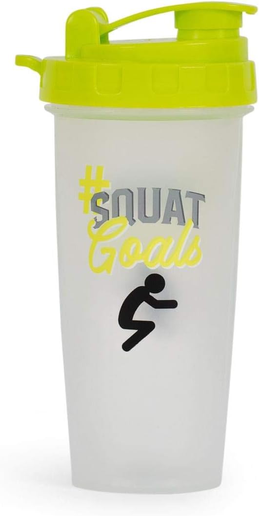 Toynk #SquatGoals Plastic Shaker Bottle | 20-Ounce BPA-Free Drink Mixer for Protein Shakes and Smoothies | Portable Blender Bottle with Blending Ball | Fitness Drinkware for Gym, Travel, and Workouts