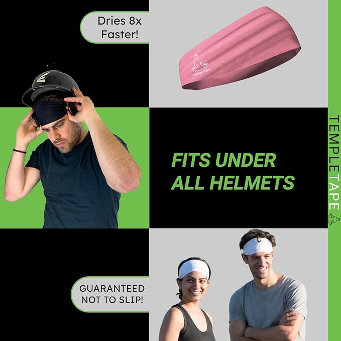 Headbands for Men and Women - Mens Sweatband & Sports Headband Moisture Wicking Workout Sweatbands for Running, Cross Training, Yoga and Bike Helmet Friendly