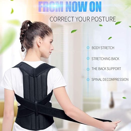 XS-5XL Plus Size Posture Corrector Back Brace Upper And Lower Back Support Women Men Shoulder Straightener Student Teenagers Scoliosis Hunchback Correction Posture Trainer (Color : Black, Size : Lar