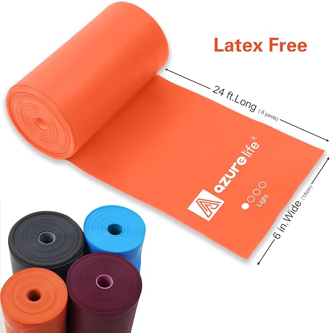 Professional 8 Yards Bulk Resistance Bands Rolls or 5,6,7 ft. Long Non-Latex Elastic Exercise Bands, Stretch Bands for PT, Yoga, Pilates, Rehab, at-Home or The Gym Workouts