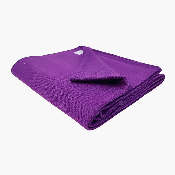 Yogikuti Iyengar Cotton Yoga Blanket Set of One – Thick Handwoven Yoga Blankets for Restorative Yoga, Meditation & Pranayama – Premium Cotton Yoga Blanket for Support & Comfort in Pranayama (Purple)