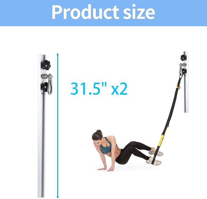 Resistance Band Wall Anchor,Gym Resistance Bands,djustable Workout Wall Anchor System,for Resistance Band Exercises,with 2 Rail and 2 Rail Car,Easy Installation(double set,No Resistance Bands)