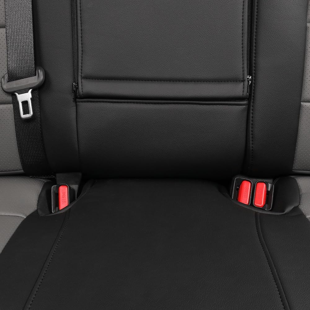 EKR Tacoma Front Car Seat Covers for Toyota Tacoma 2012 2013 2014 2015 (Regular Seats) Custom Leather Truck Seat Cover - Front Row Only, Leather (Black/Gray)