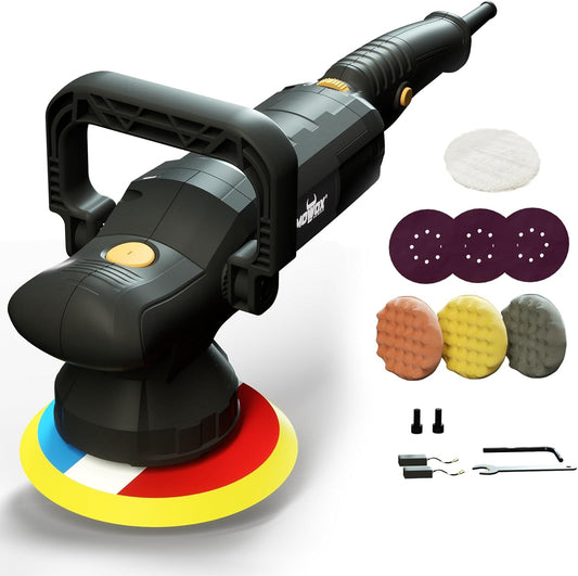 6" Dual Action Buffer Polisher,1200w polisher,6 Variable Speed Car Buffer Polisher with Detachable Handle,Pulidora De Autos For Car, Boat Sanding, Polishing, And Waxing
