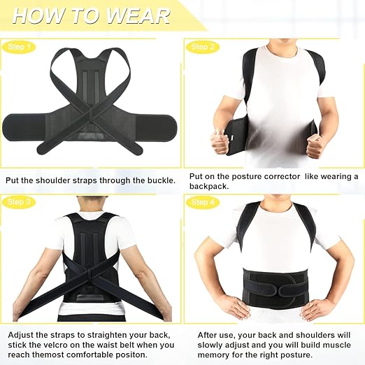 Posture Corrector for Women and Men, Back Brace Adjustable Back Straightener Support for Upper Back XL(37"-42")