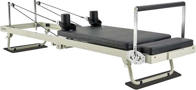 VEVOR Pilates Reformer Machine, Pilates Workout Equipment for Home Gym Studio Use, Pilates Bed with Dual Resistance- Spring & Cord, Reformer Set, Up to 400 LBS