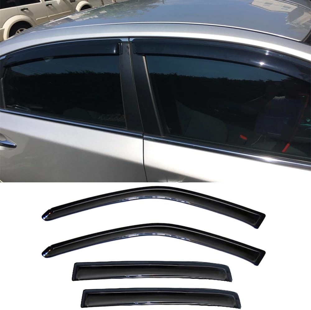 94861 Side Window Visors Wind Vent Deflector for 2013-2018 Nissan Altima,4pcs Outside Mount Dark Smoke Tape-On Nice Sun Rain Guards Set