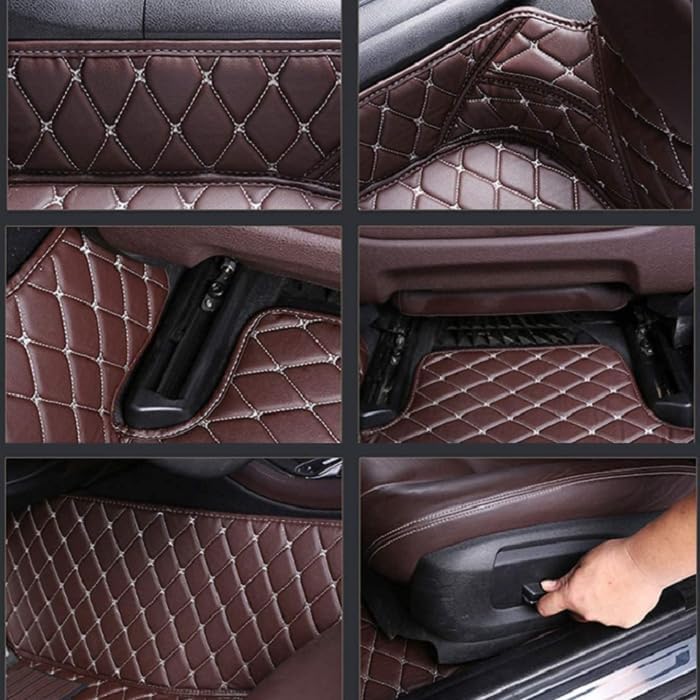 Customized Personalized car Floor mats, All-Weather Luxury car Floor mats, Waterproof and Anti Slip Leather car Floor mat Lining, 95% Customized car, Truck, and SUV Floor mats (Border Wine red)