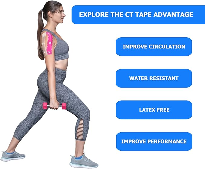 Sports & Kinesiology Tape (16.5ft Uncut Roll) - Latex Free, Water Resistant, Uncut Kinesiology Tape for Knee, Elbow, Ankle, Back & Shoulder Muscle
