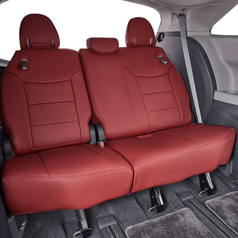 EKR Sienna Seat Covers for 2021-2025 Toyota Sienna Limited,Platinum,2nd Row Captain Chairs with Legrest 7 Seats,Automotive Seat Covers,Car Seat Cover Full Set,Leather (Burgundy)