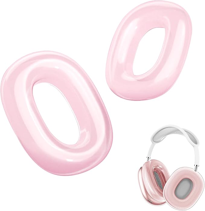 for AirPods Max Case Earpads Cover,EarCups Protector,Soft TPU Clear Ear pad Skin for Airpods Max Accessories,Anti-Scratch No-Yellow Sweatproof Washable AirPod Max Case Cover-Pink