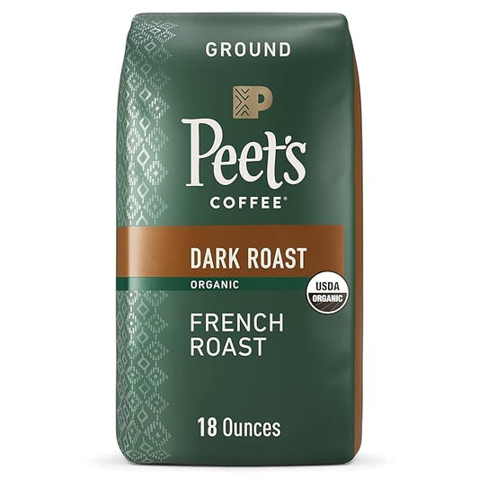 Peet's Coffee, USDA Organic Dark Roast Ground Coffee - French Roast 18 Ounce Bag