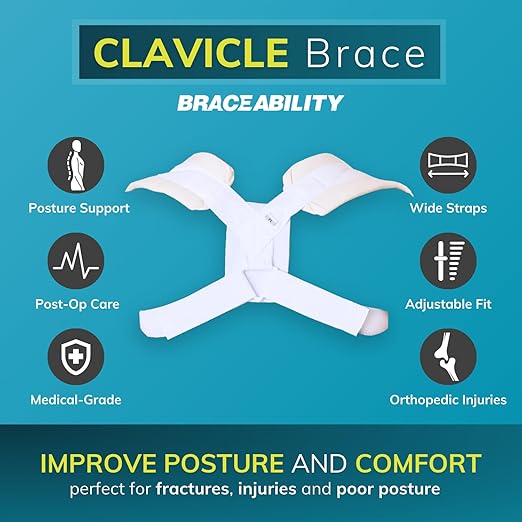 BraceAbility Clavicle Support Brace - XL Figure 8 Upper Back Brace Posture Corrector for Women and Men, Shoulder Straightener, Kyphosis Relief, Sling for Injuries and Fractures (Extra Large)