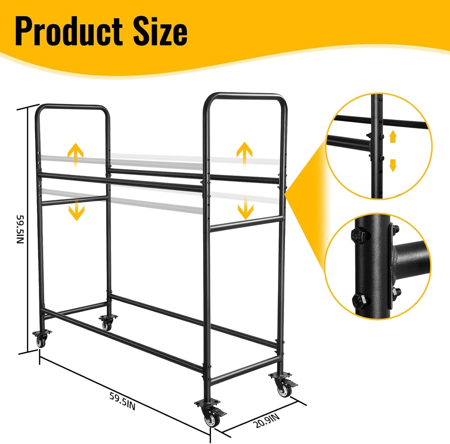 60" Tire Storage Rack - Rolling Tire Rack for Garage - Indoor/Outdoor Shelves 60 Inch Tire Rack Organizer