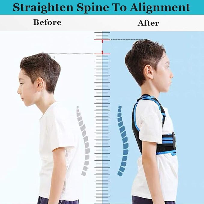 Lexniush Professional Posture Corrector for Kids, Adjustable Upper Back Posture Brace for Teenagers Boys and Girls Under Clothes Spinal Support to Improves Slouch, Prevent Humpback, Relieve Back Pain