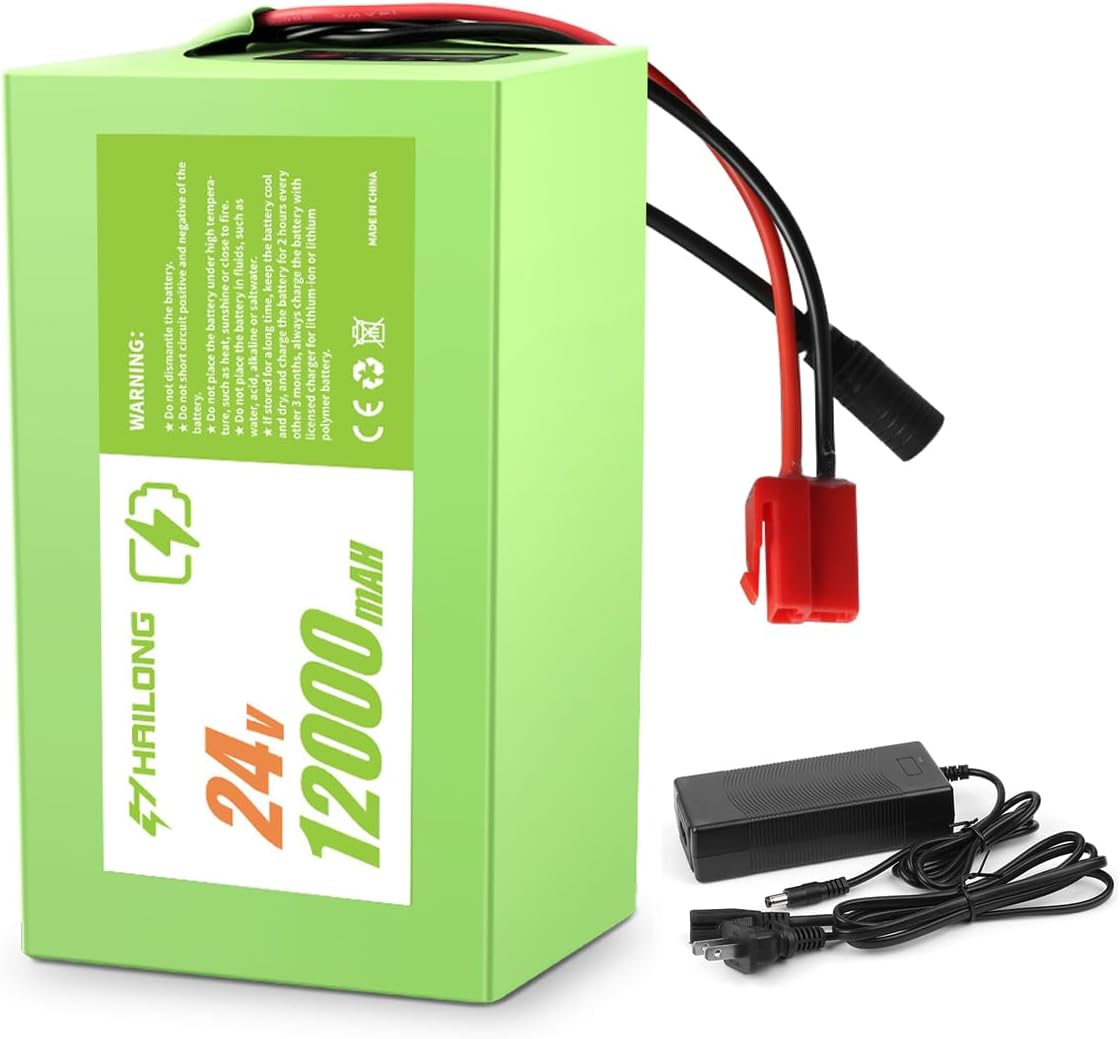 24V 12Ah Battery & Charger Kit for Kids Ride-On Cars | Compatible with 24V Torex UTV 4X4 & Electric ATVs | 7S4P 29.4V with Safety Harness & Red Plug (Flex 24V12Ah 20hr)