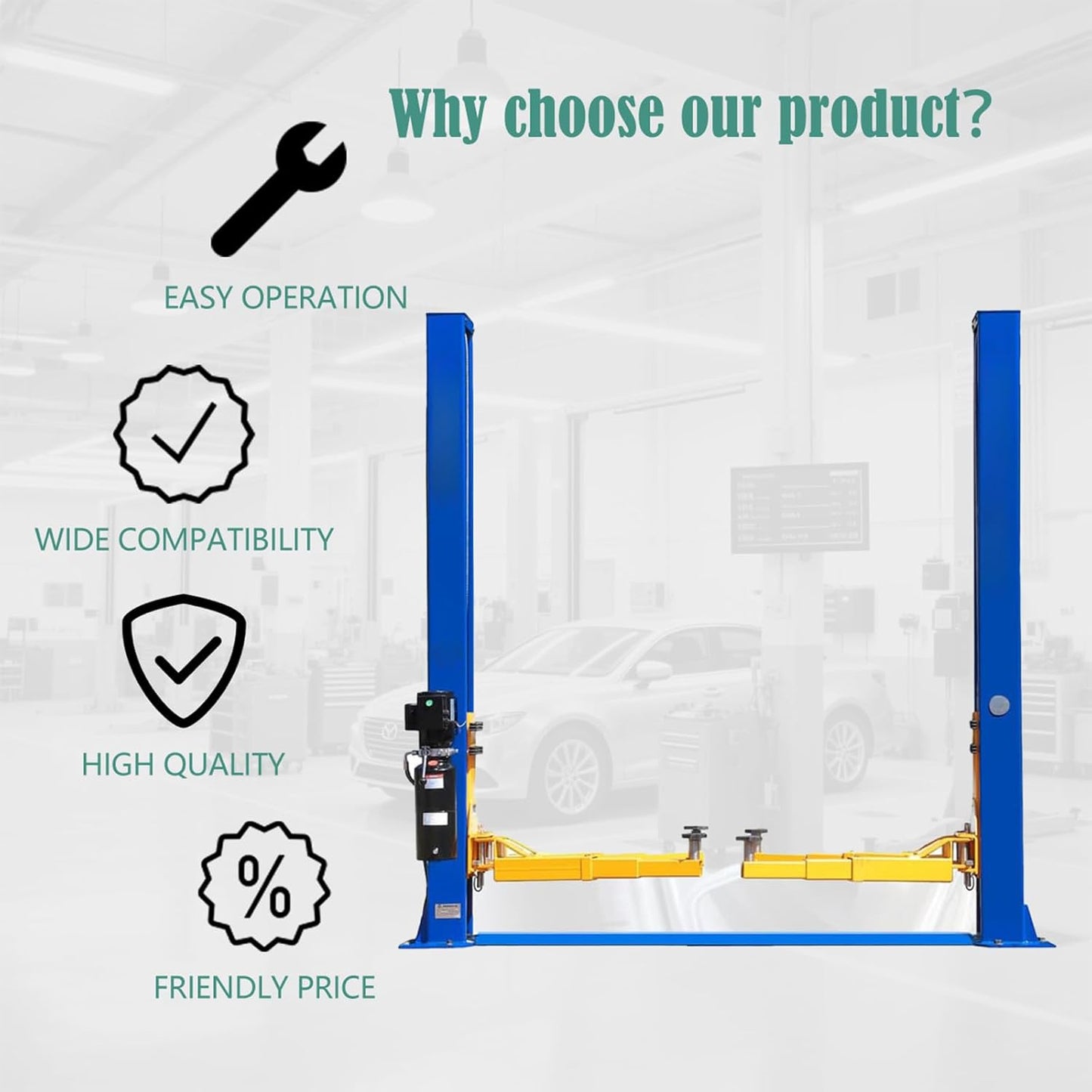 Car Lift Single/2 Post Auto Lifts, 6200/9000/10000LBS Capacity, 240V Hydraulic Truck Hoist, Heavy Duty Auto Lift with Safety Locks for Home Garage (10000LBS 2 Post, 1)