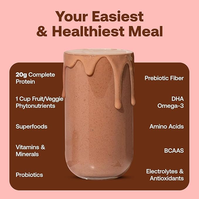 Happy Viking Triple Chocolate Plant Protein Powder, Created by Venus Williams, 20G Protein, Low Carb, Keto, Vegan, Gluten-Free, Non-GMO, Superfoods, Complete Meal Replacement, 8 Single Serve Packs