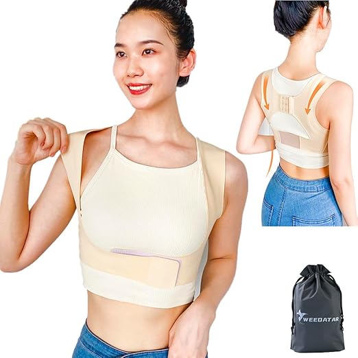 WEEOATAR Posture Corrector,Upper Back Brace Easy to Use,Highly Elastic Posture Trainer,Adjustable Back Straightener Brace,Posture Corrector Strap for Adults and Kids(Yellow,M)
