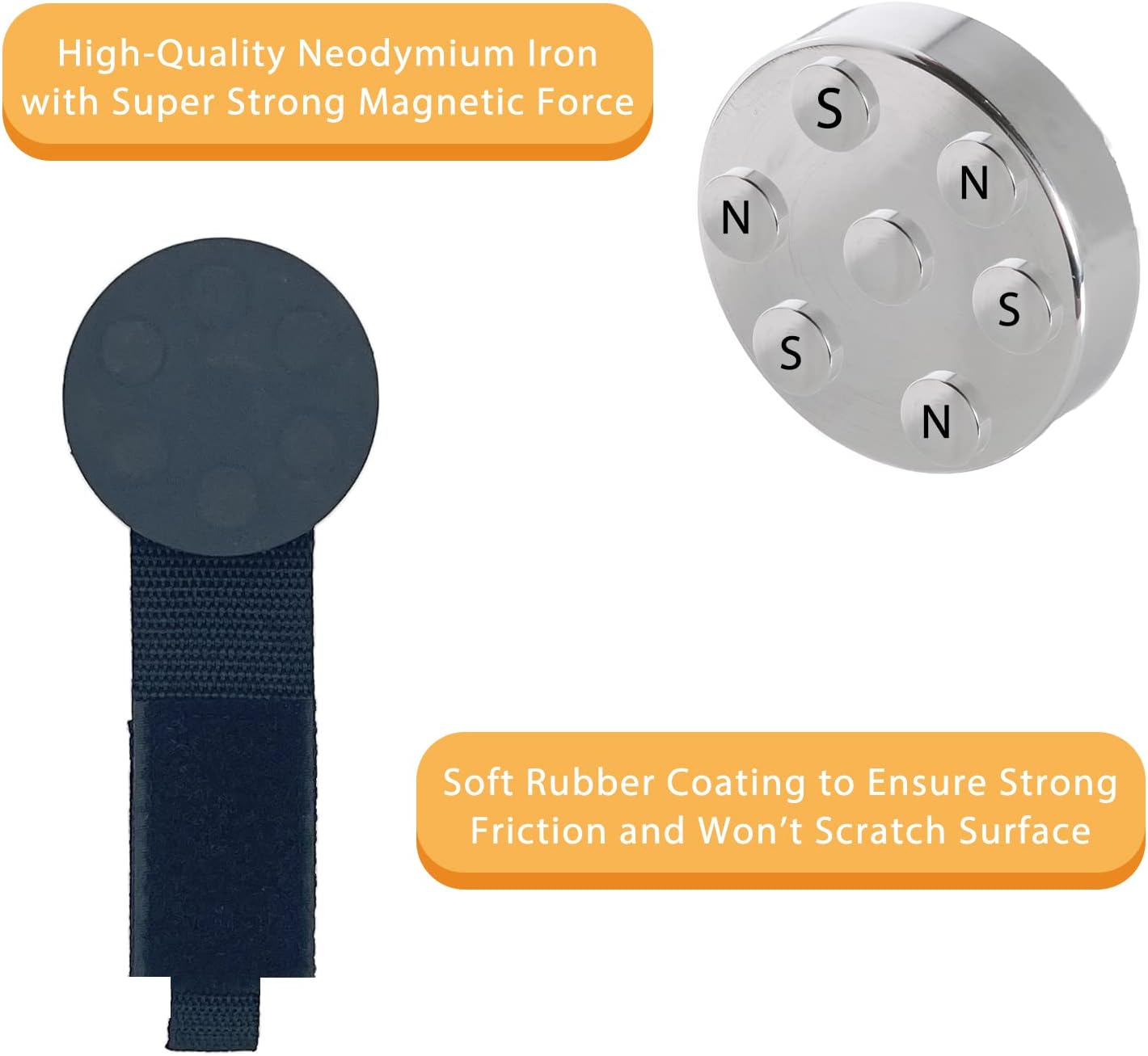 Heavy Duty Magnetic Hook, Magnetic Tool Holder, Magnetic Garage Hooks, Extension Cord Strap for Cable, Rope, Wire Storage in Garage,Workshop,RV,Pick-up(Dia.1.69" Magnet * 4Pcs)