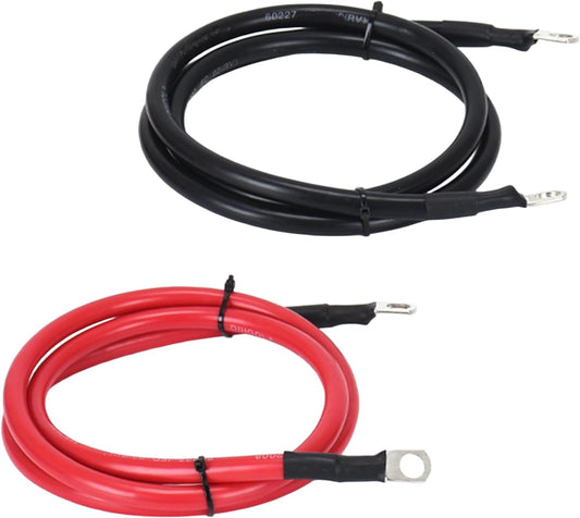 4 AWG Battery Cable 4FT 4 Gauge Pure Copper Battery Inverter Cables with 3/8 in Lugs Both Ends Power Inverter Wire Set for Automotive Solar Power Inverter Marine Boat RV Car Motorcycle (4 FT)