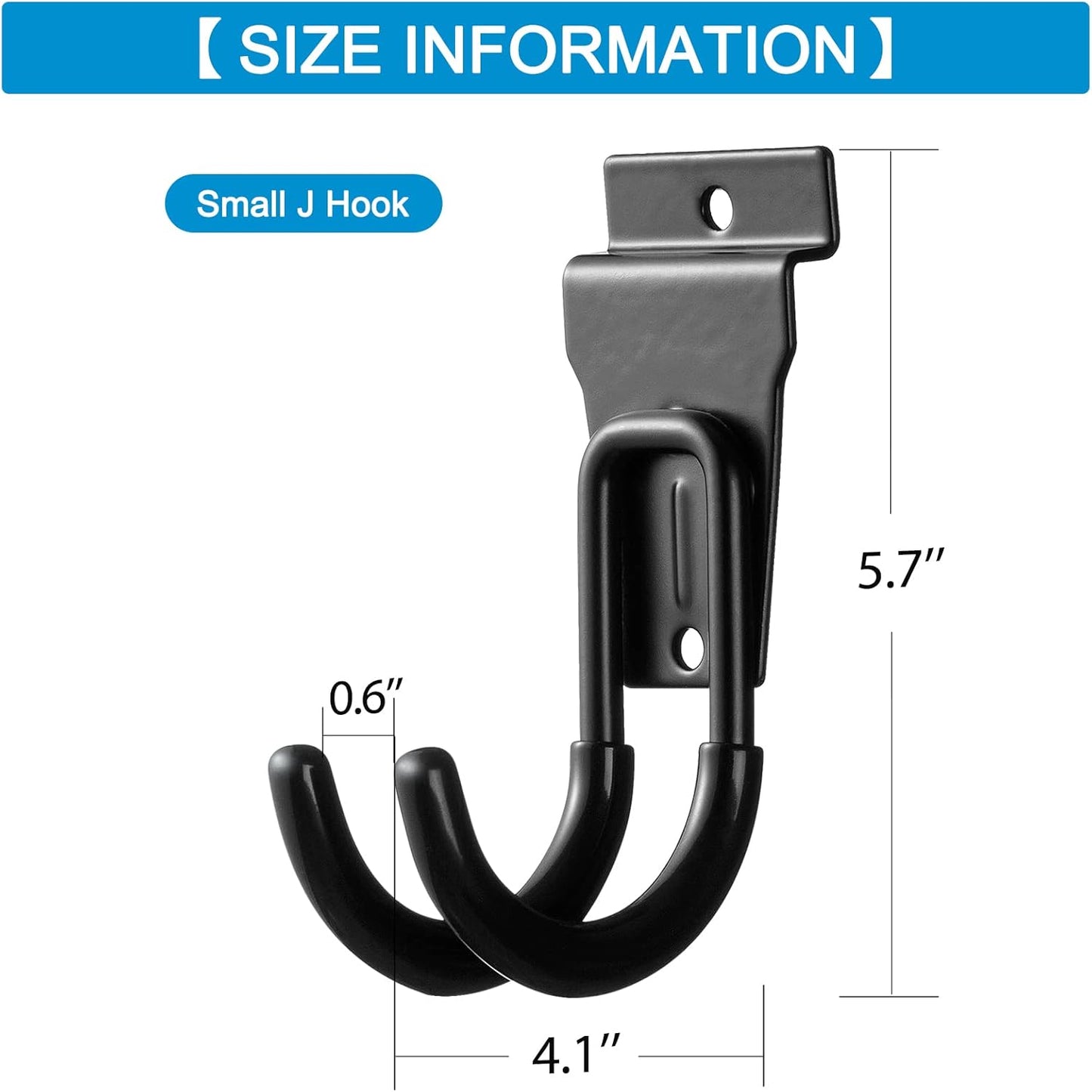 12Pack Slatwall Hooks Heavy Duty Slatwall Accessories Garage Small J Slatwall Hooks and Hangers, Black(Small J Hook)