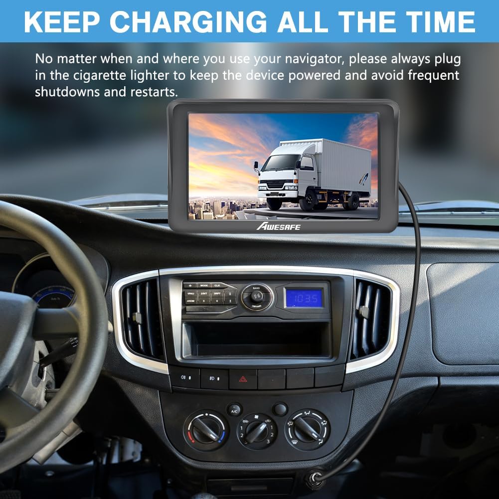 GPS Navigator for Car Truck 7 inch Touch Screen,2025 North America Maps Free Lifetime Updates,Turn-by-Turn Voice Guidance, Speed & Red Light Warning