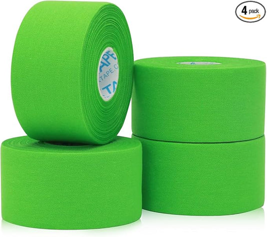 OK TAPE Athletic Sports Tape（4 Packs) - 45ft Per Roll Very Strong Tape for Athlete & Sport Trainers & First Aid Injury Wrap, Perfect for Fingers Ankles Wrist on Bat, Hockey Stick - Green