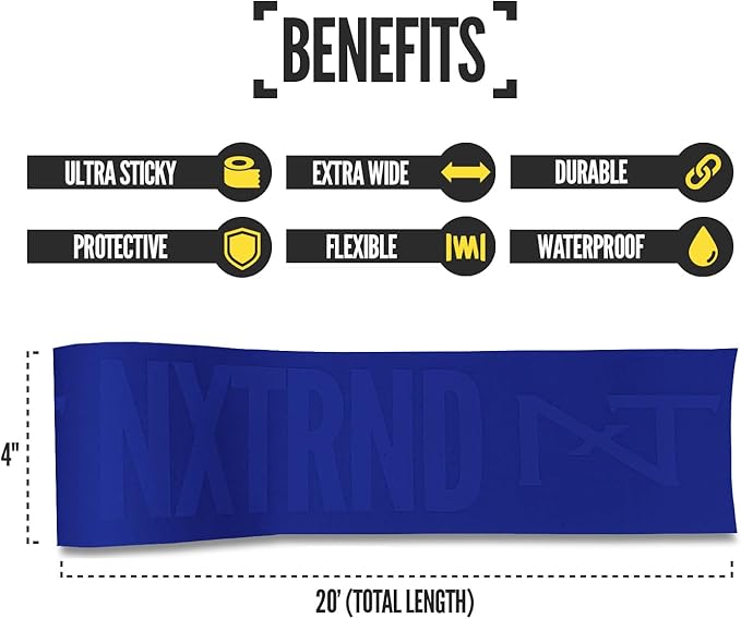 Nxtrnd TRF Turf Tape Football, Extra Wide Kinesiology Tape, Protects from Turf Burn (Blue)