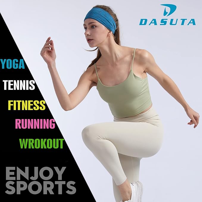 Workout Headbands for Women Sports Sweatbands Yoga Hairbands for Fitness Elastic Athletic Non Slip Wicking Headscarf for Men Womens and Girls 10 PCS (Style 2-10 Color)