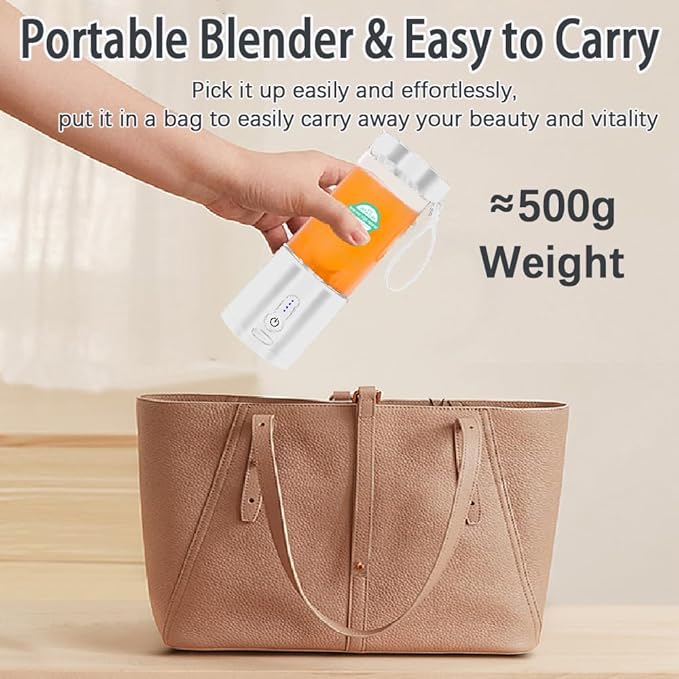 Portable Blender for Smoothies and Shakes, USB-C Rechargeable Mini Blender with 6 Stainless Steel Blades, BPA-Free 20oz Personal Small Mixer for Gym Camping Travel