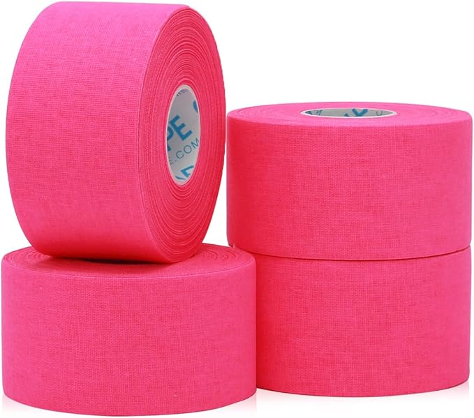 OK TAPE Athletic Sports Tape（4 Packs) - 45ft Per Roll Very Strong Tape for Athlete & Sport Trainers & First Aid Injury Wrap, Perfect for Fingers Ankles Wrist on Bat, Hockey Stick - Pink