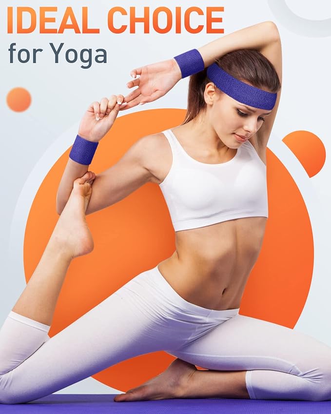 Tanluhu Sweatbands Sport Headbands for Men & Women,Terry Cloth Sweat Band for Tennis, Running, Basketball, Working Out, Execise - Athletic Sweat Cotton Headband Outdoor