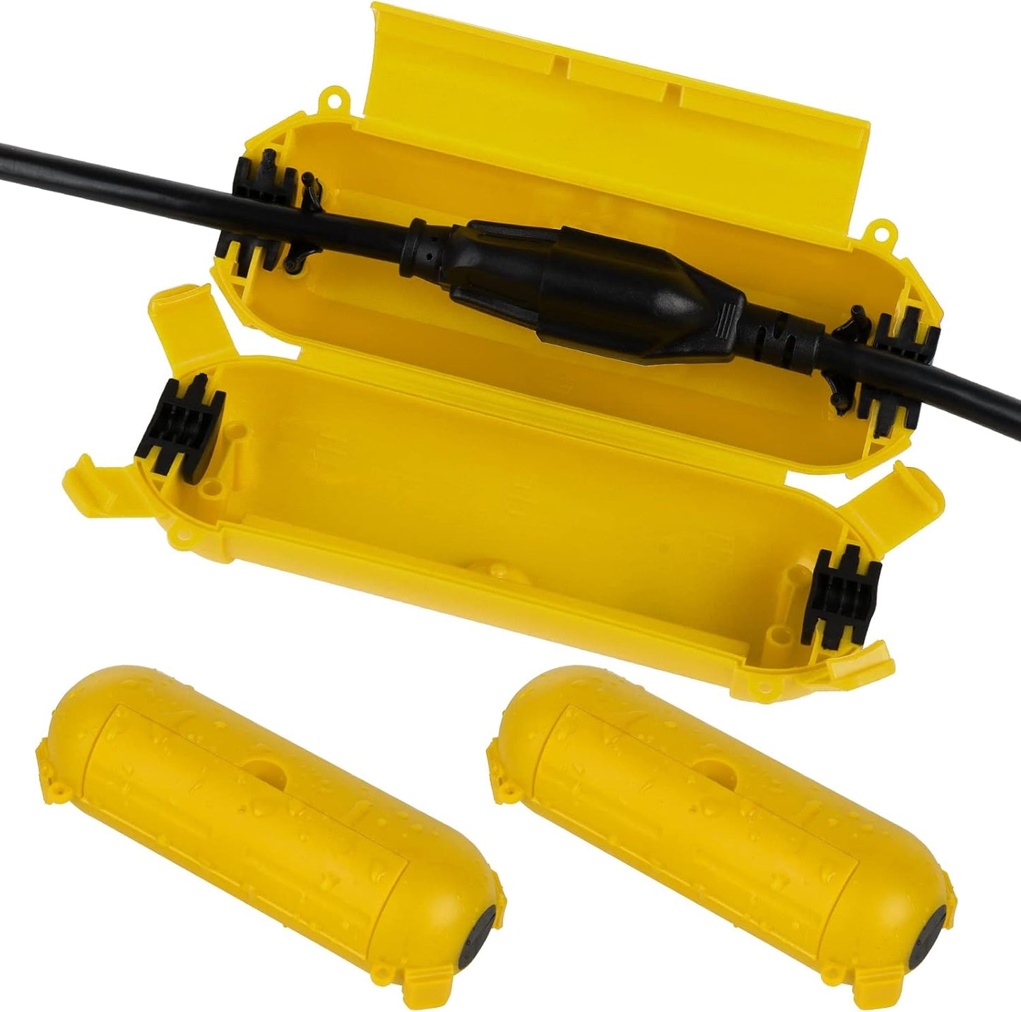 Flemoon [3 Pack] Outdoor Extension Cord Safety Cover with Waterproof Seal, Weatherproof Electrical Connection Box for Outdoor Outlet, Plug, Socket, Christmas Holiday Decoration Light, Yelllow