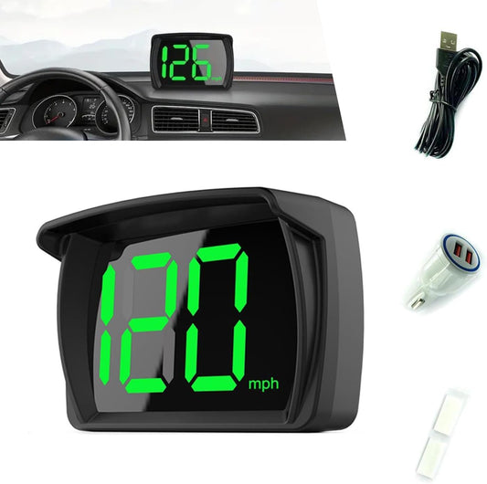 1 PC Speedometer HUD for Cars Trucks Motorcycles USB Plug & Play Digital MPH Speed Meter Head Up Display with Shading Plate Car Charger Adapter