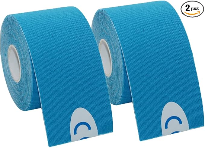 OBTANIM 2 Rolls Waterproof Breathable Kinesiology Tape, Athletic Elastic Kneepad Muscle Pain Relief Knee Taping for Gym Fitness Running Tennis Swimming (Blue)