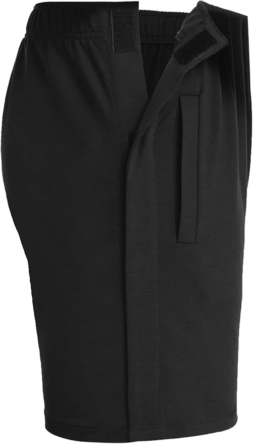 Deyeek Unisex Tear Away Shorts Snap On Athletic Cotton Shorts Post Knee Surgery Recovery Hip Replacement Pants with Pockets