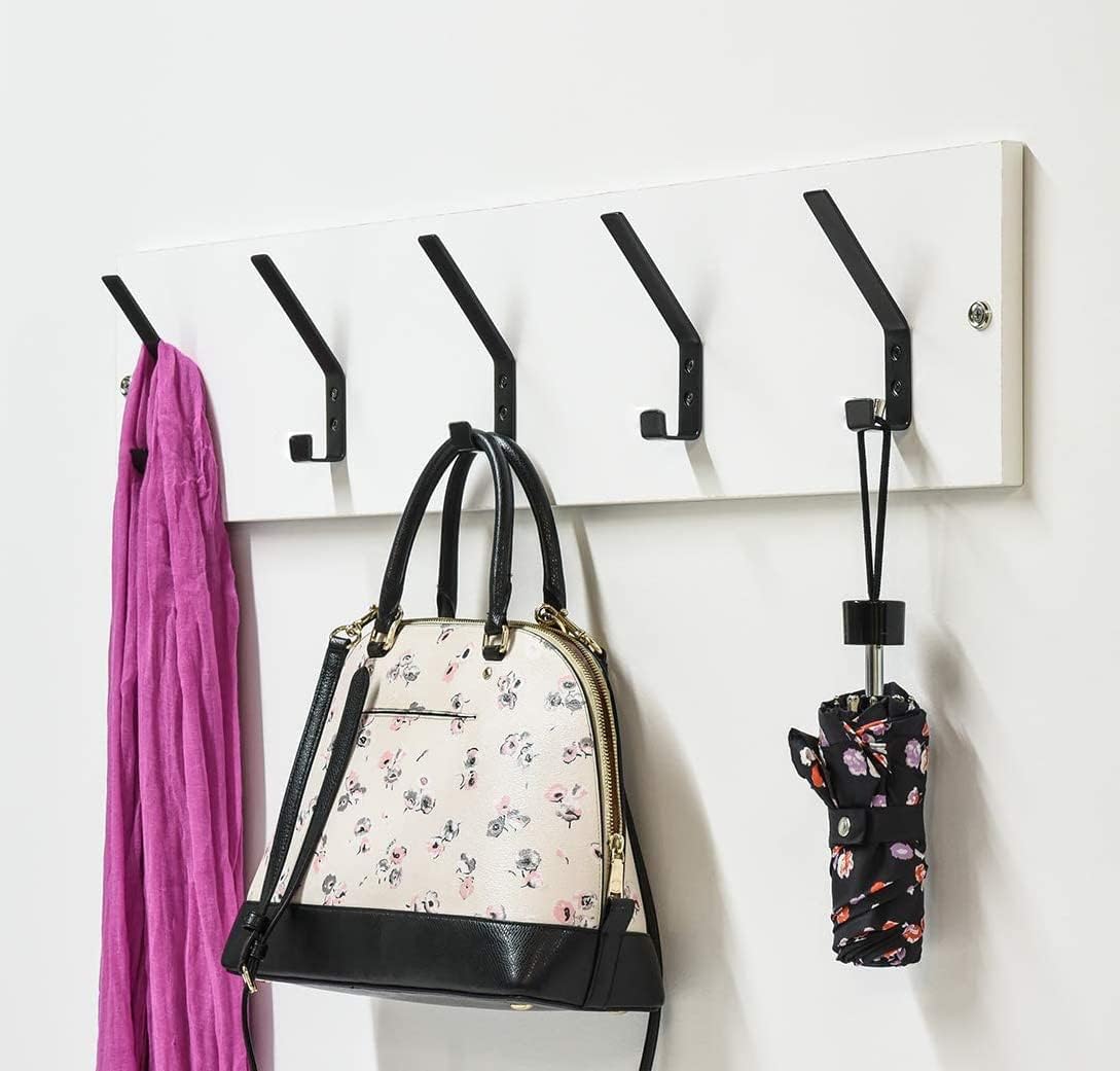 6 Pack Heavy Duty Steel C Style Double Wall Hooks for Indoors and Outdoors - 6 Pack (Black)