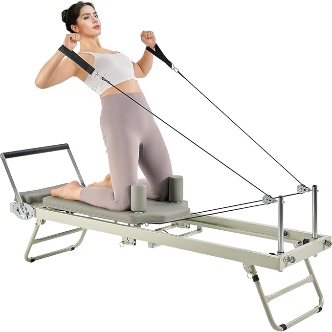 VEVOR Pilates Reformer Machine, Pilates Workout Equipment for Home Gym Studio Use, Pilates Bed with Dual Resistance- Spring & Cord, Reformer Set, Up to 400 LBS