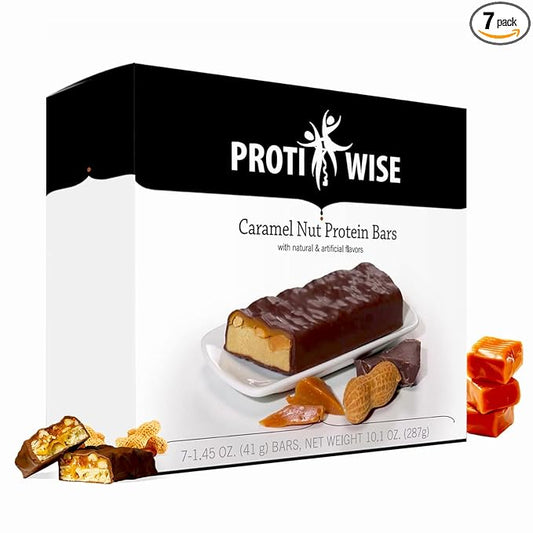 ProtiWise – Caramel Nut High Protein 15g Bar | 7/Box | Weight Loss, Diet, Keto Friendly, Meal Replacement | Gluten Free, Low Fat, Low Sugar