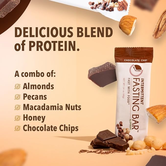 Prolon Fast Bars | Keto, Gluten Free, Dairy Free, Plant Based Protein, Intermittent Fasting Bars | Developed to Not Break Your Fast | Chocolate Chip, 24 Ct