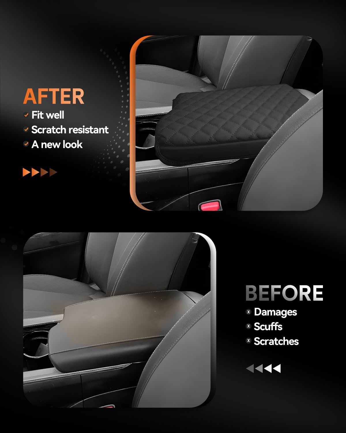 CDEFG for 2020-2025 Palisade Center Console Cover Armrest Cover for Palisade 2021 2022 2023 2024 2025 Accessories Console Arm Rest Protector Black