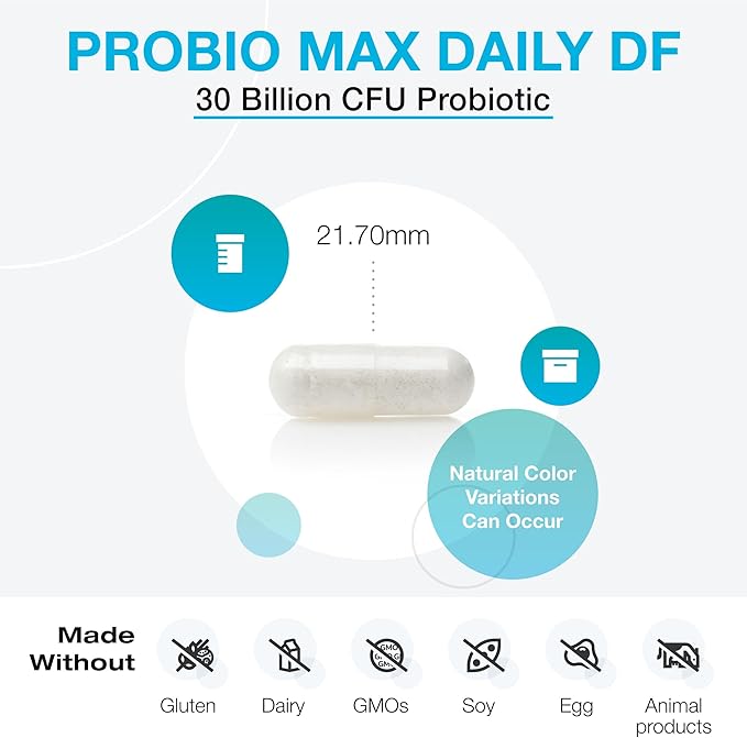 XYMOGEN ProbioMax Daily 30B - Vegetarian, Dairy & Gluten Free Probiotics for Digestive Health - Women's & Men's Probiotic Nutritional Supplements - Formerly ProbioMax Daily DF (60 Capsules)