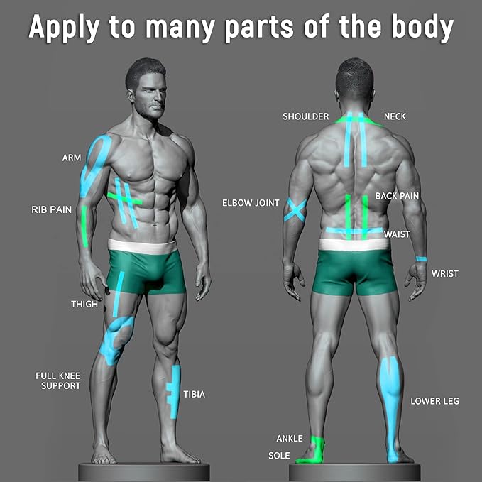 4 Pack Kinesiology Tape for Sports Athletes - 16 FT Waterproof Athletic Tape for The Knee, Elbow and Shoulder Muscles, etc. (Beige)