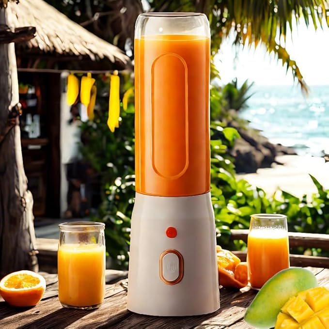 Mini Juicer Blender Portable, Personal Size for Smoothies and Shakes, 500 ML, USB Rechargeable, Fresh Juicer Cup, Two Bottle, Home, Kitchen, Gym, Office, Travel, Easy to Clean