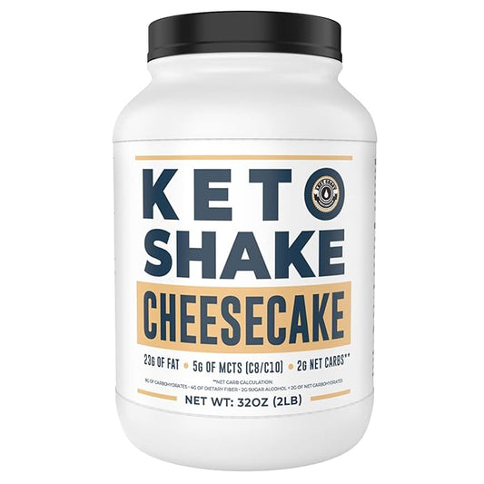 Cheesecake Keto Meal Replacement Shake [2lbs] - Low Carb Protein Powder Shake Mix, High Fat with MCTs, Collagen Peptides and Real USA Cream Cheese