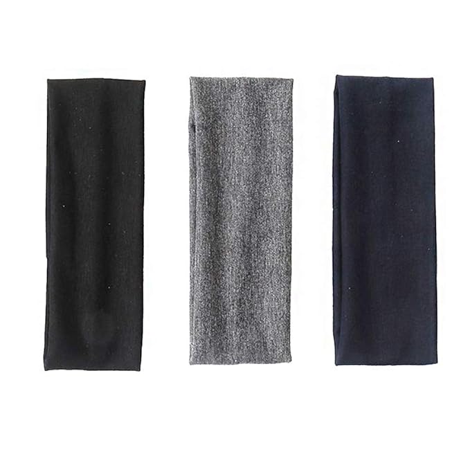 DERAYEE Black Headbands, 6 Pcs Fashion Hair Bands Stretch Elastic Yoga Headband for Women Men Girls Sports Headwraps Non Slip