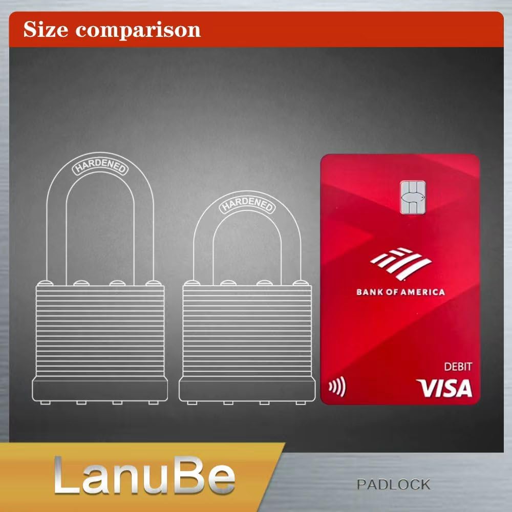 LanuBe Laminated Padlock 1-9/16 inch (40mm) Long Shackle 6 Pack Keyed Alike, Blue Plastic Hoop, Bulk Locks for Warehouse, School