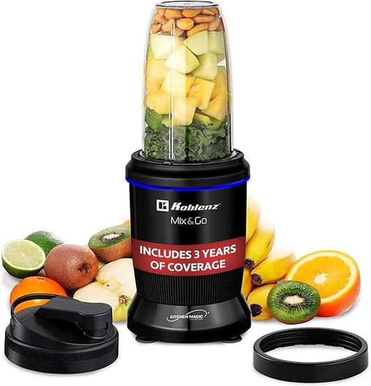 Koblenz Mix & Go Portable Blender, Personal Size Blender for Shakes and Smoothies, Fruit Smoothie Blender, Milkshake – Juicer Mini Blender Koblenz Mix&Go Portable Blender, Personal Size Blender