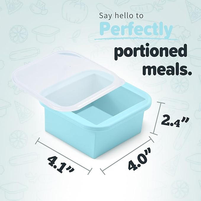 2-Cup Silicone Freezer Trays with Lids – Perfect for Meal Prep, Portion Control, and Easy Freezing-Meal Prep Container Molds for Soup,Leftovers (Aqua, 2 Pack)